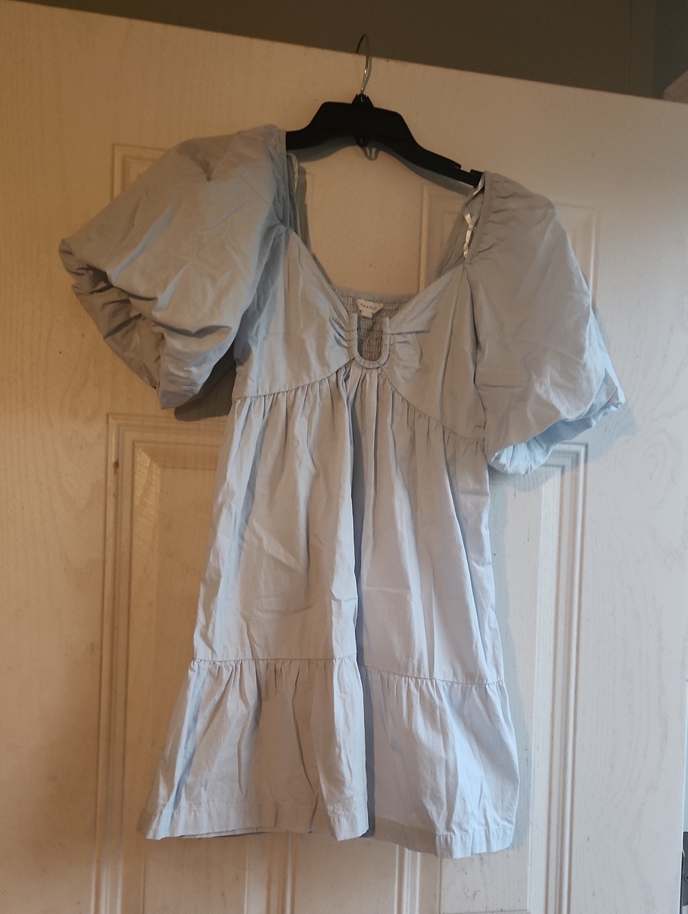 Light Blue Puff-Sleeve Women’s Top